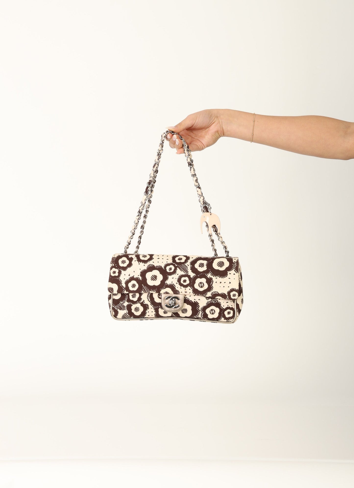 Chanel 2005 Canvas Camellia East West Flap