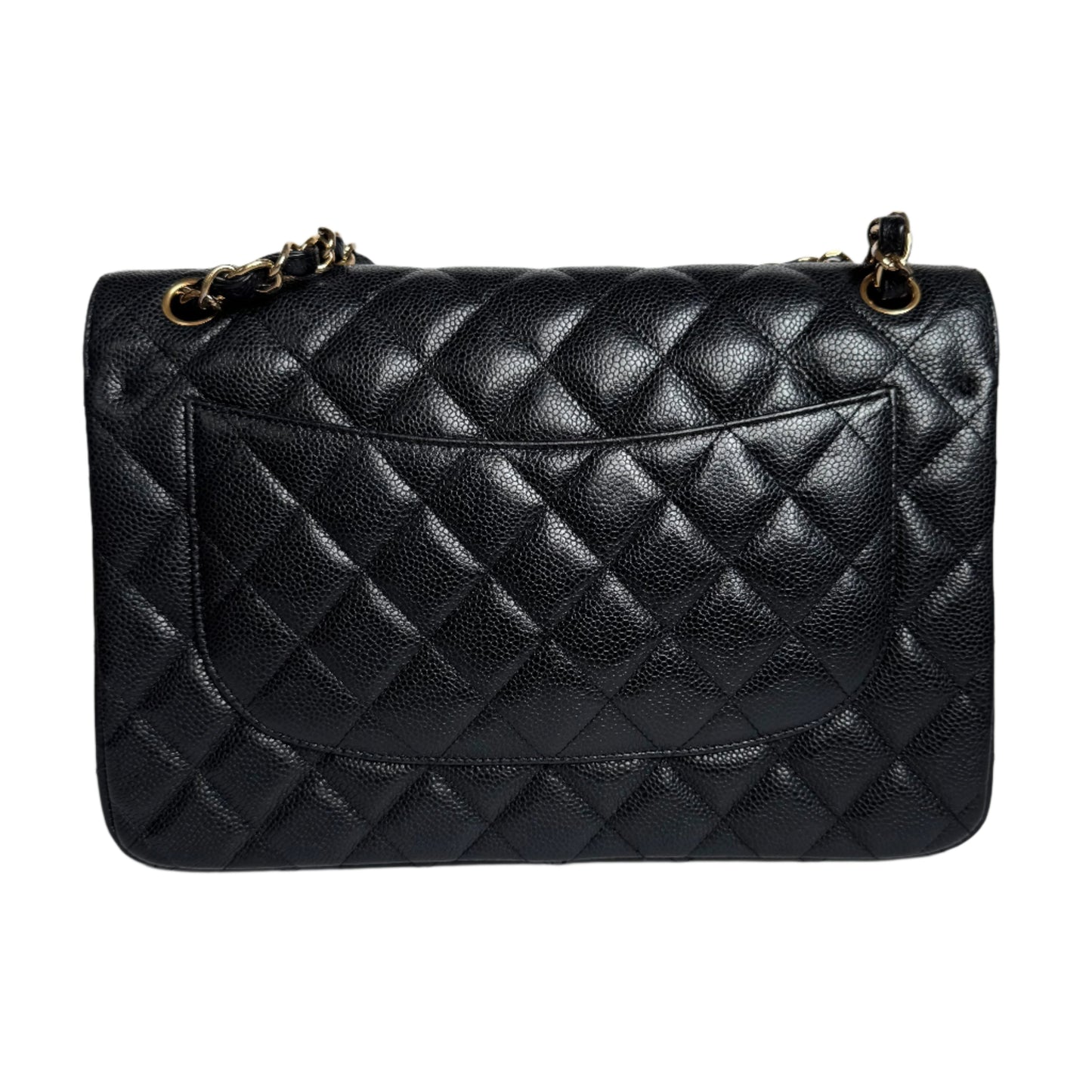 Chanel Classic Flap Jumbo Black Caviar Leather Double Flap with Gold Hardware