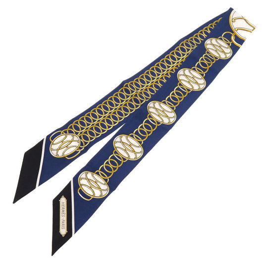 HERMES scarf silk Navy Lift Profile Lift Profile