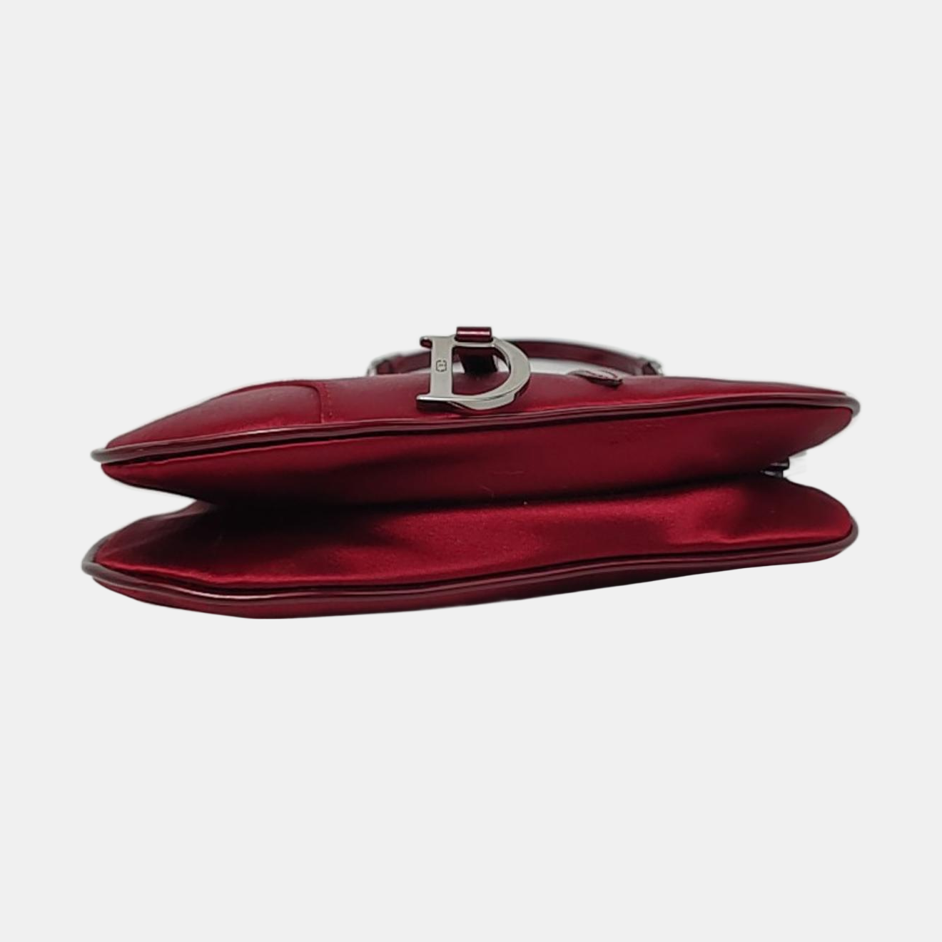 Dior Saddle   Classic Clutch   Mini Red Silk Satin