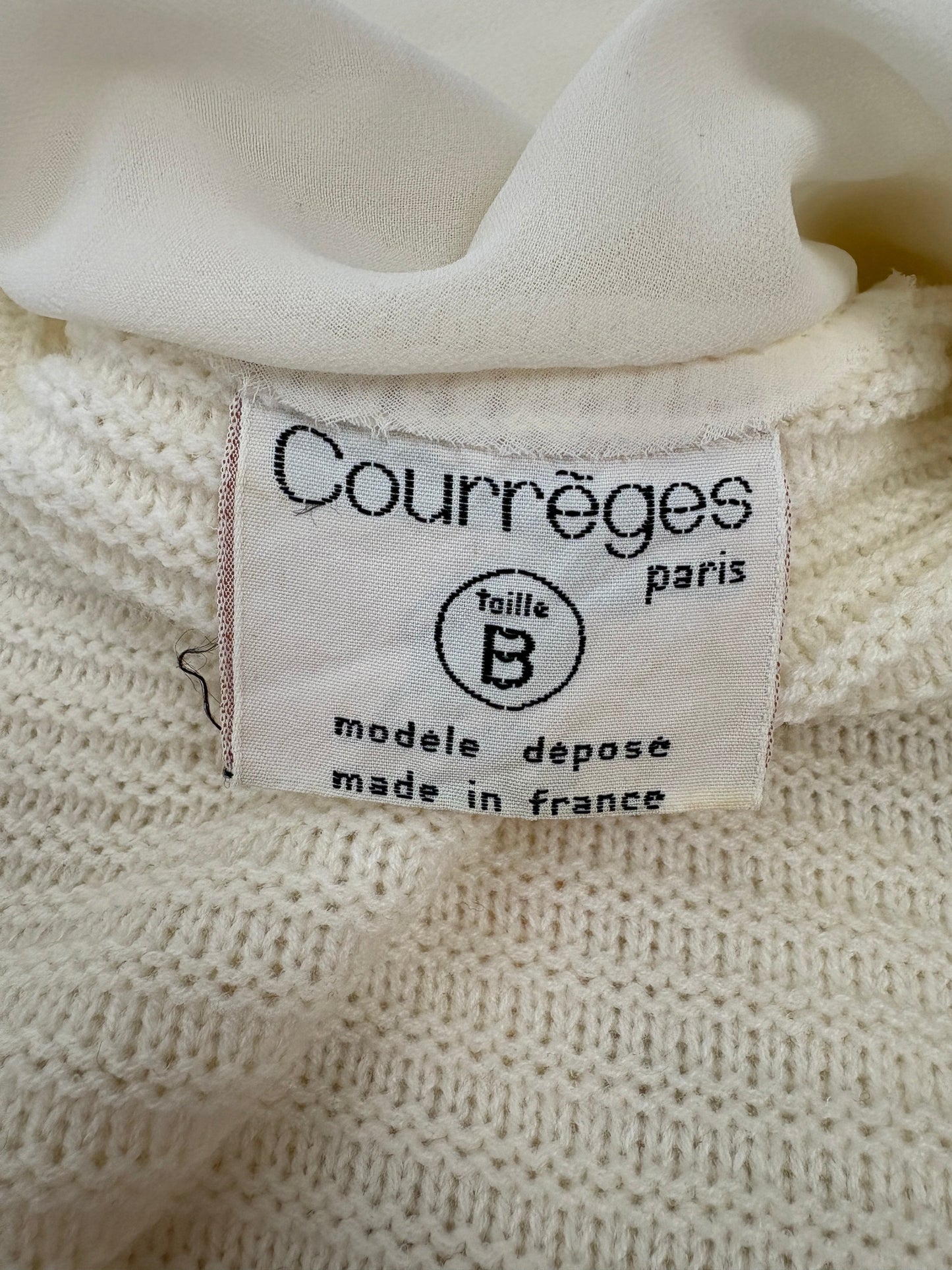 Courreges   Cream Knit Sleeveless Top With Logo Embroidery Detail Size S (UK 8)