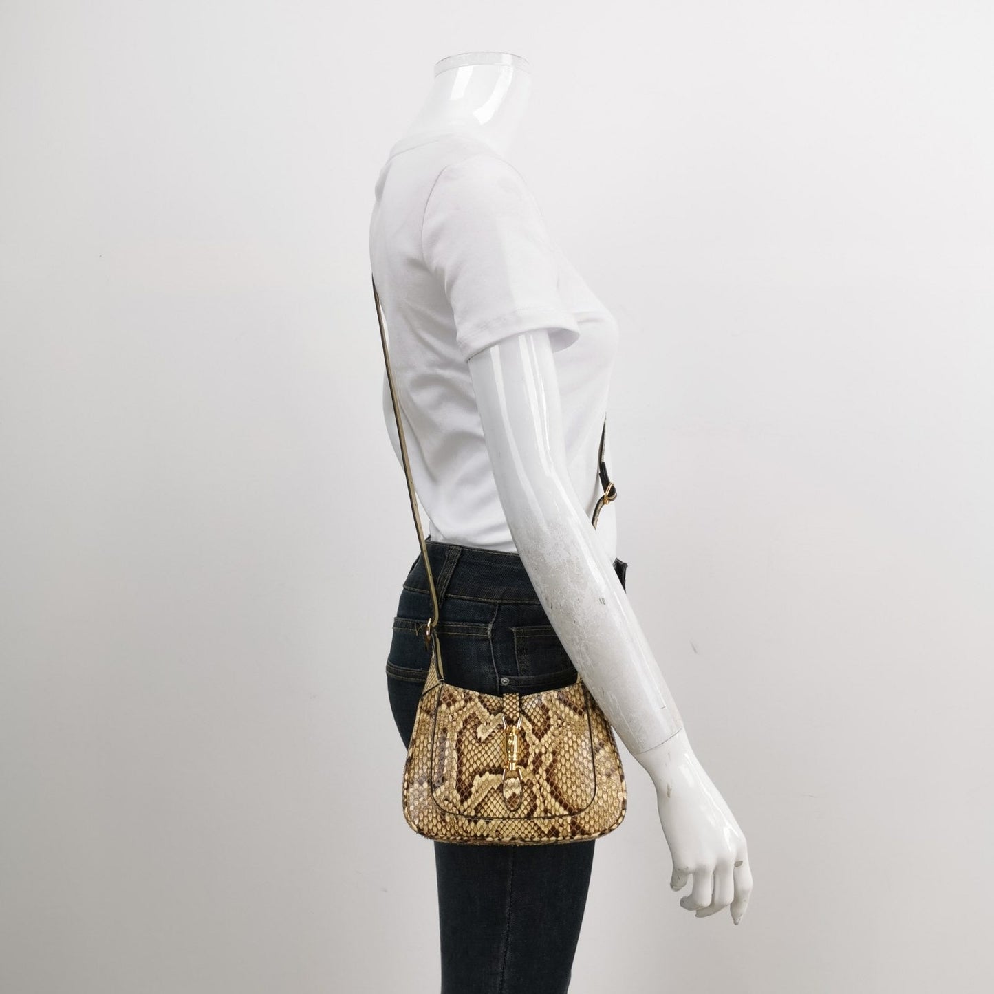 Gucci Jackie 1961 Mini Python-skin Leather Bag with Adjustable Strap Size Multicolor