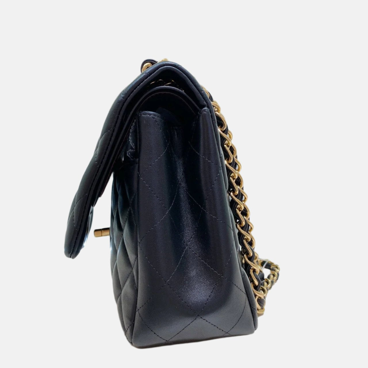 Chanel Classic Flap Jumbo Black Lambskin Leather Double Flap Gold Hardware, 2011-2012