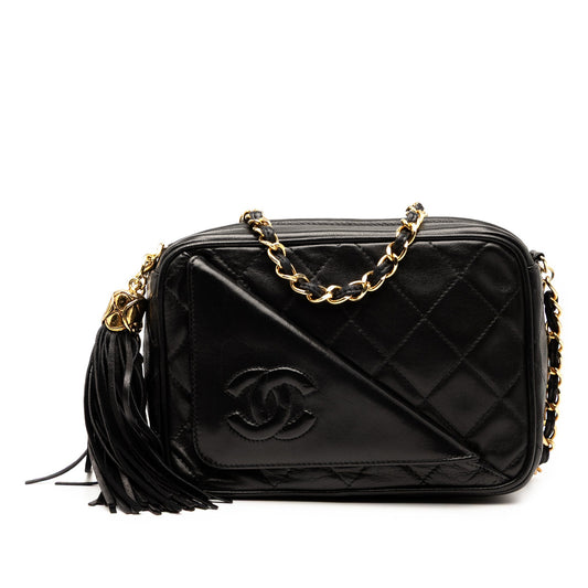 Black Chanel CC Quilted Lambskin Tassel Camera Bag