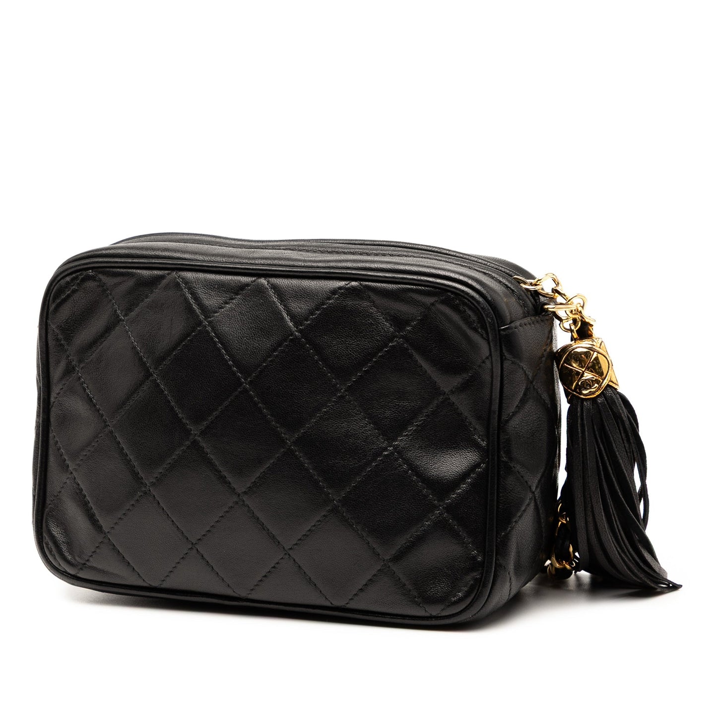 Black Chanel CC Quilted Lambskin Tassel Camera Bag