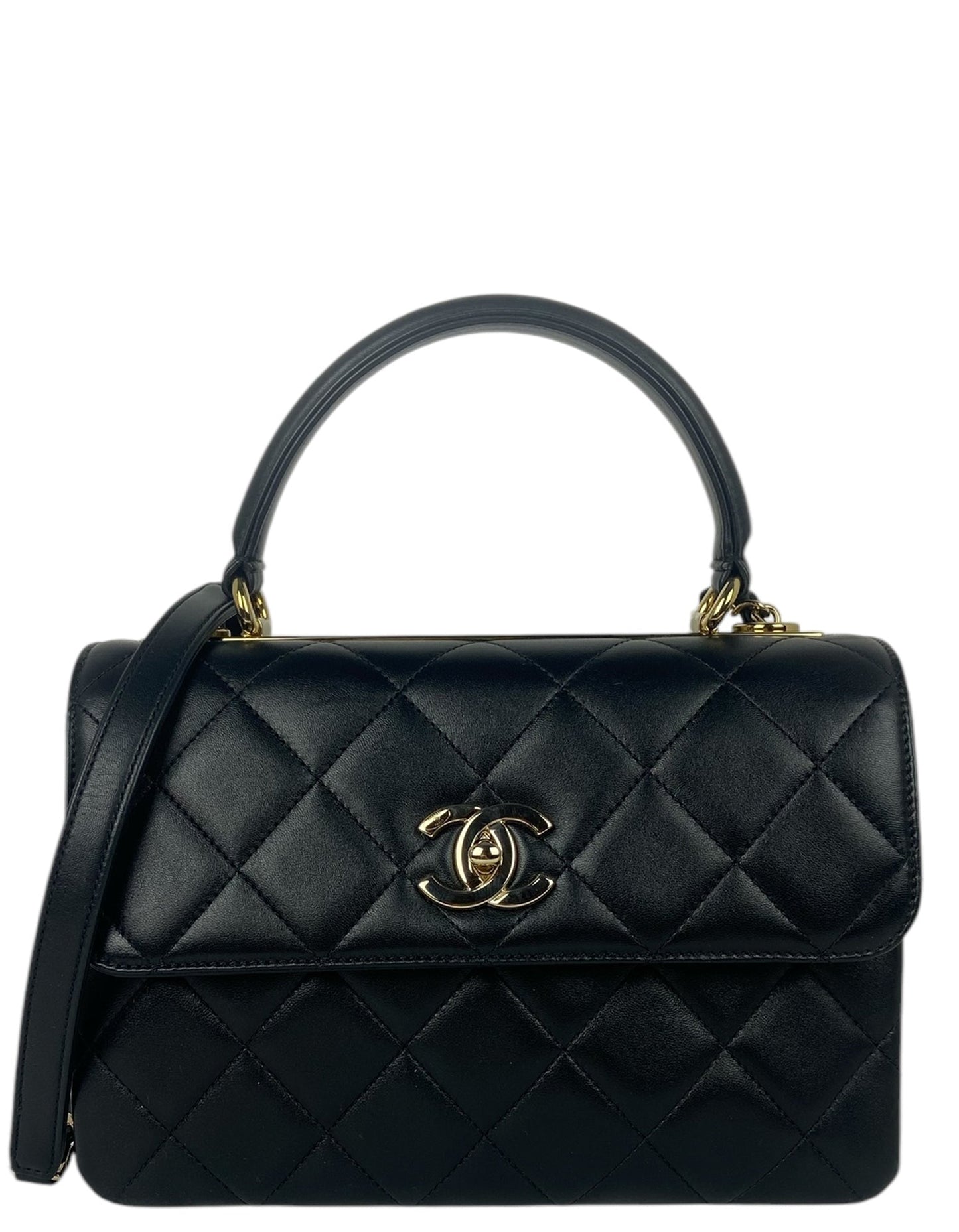 Chanel 2025 Black Lambskin Quilted Trendy CC