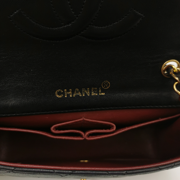 Chanel Classic Flap Mini   1989-1991 Black Lambskin Leather with 24k Gold Hardware