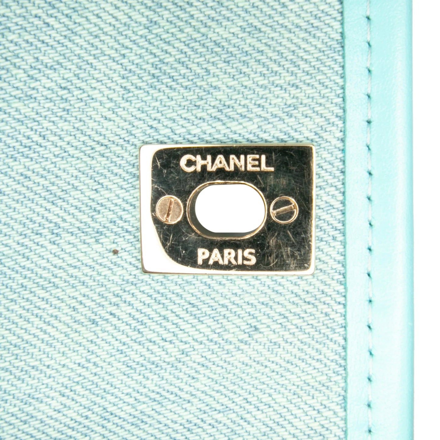 Blue Chanel Mini CC Quilted Denim Messenger Flap Crossbody Bag