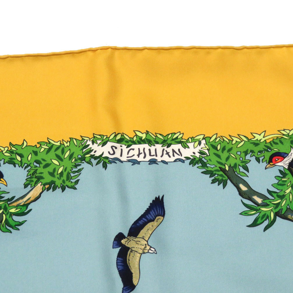 HERMES scarf silk yellow Carre90 SICHLIAN Sicilian Animals Sichuan