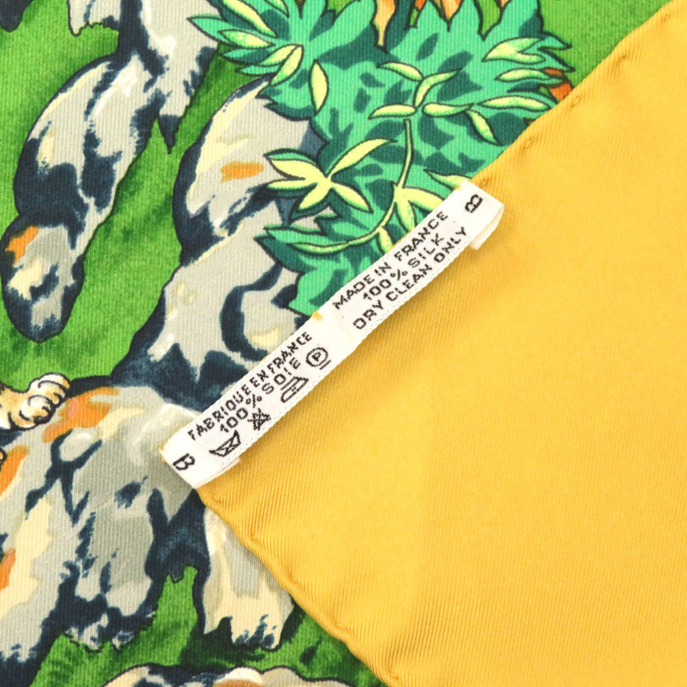 HERMES scarf silk yellow Carre90 SICHLIAN Sicilian Animals Sichuan