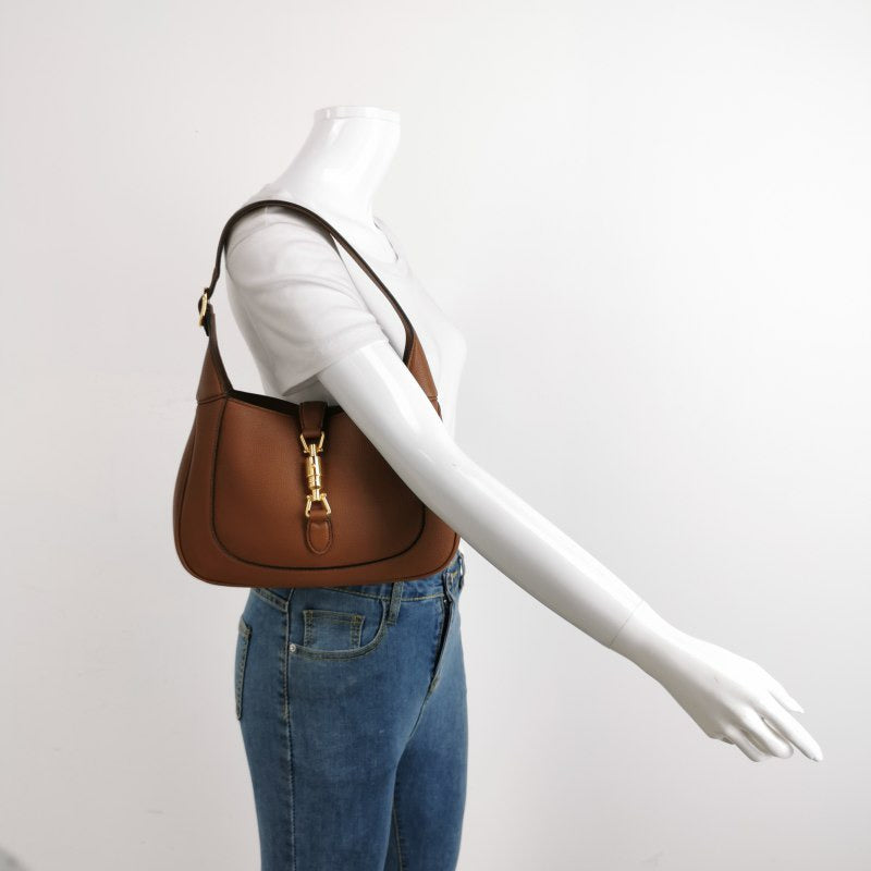 Gucci Jackie 1961 Tan Brown Pebbled Leather Bag Small