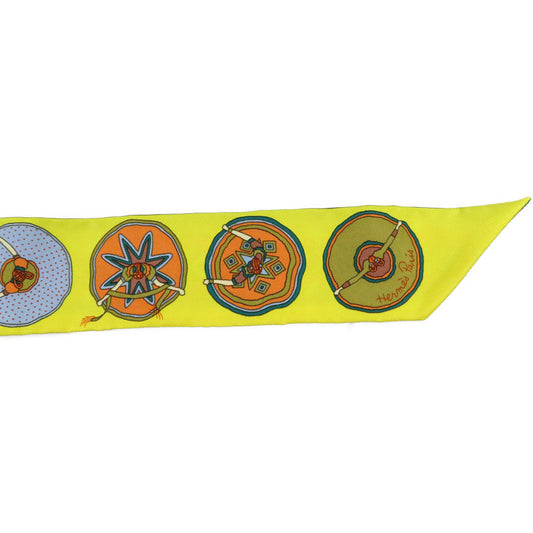 HERMES scarf silk yellow Twilly