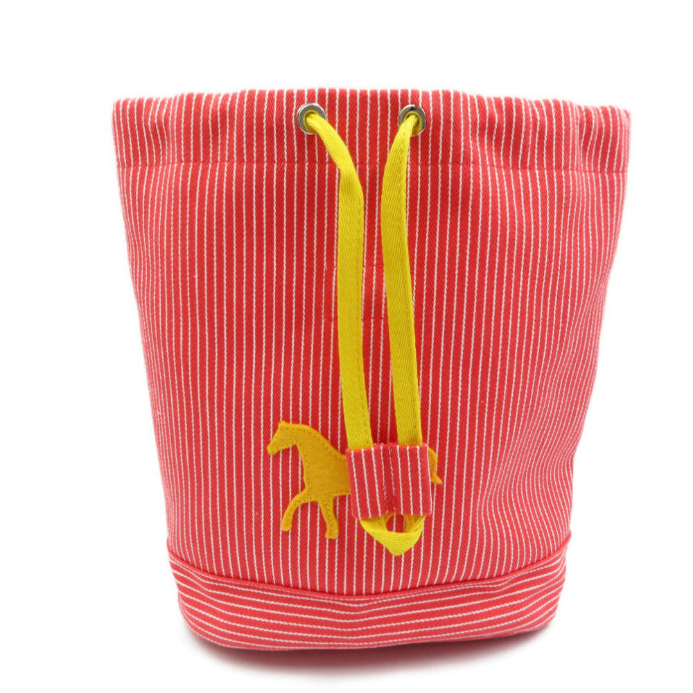 HERMES Backpack cotton Red Kids hose stripe caval color Kids(Unisex)  d