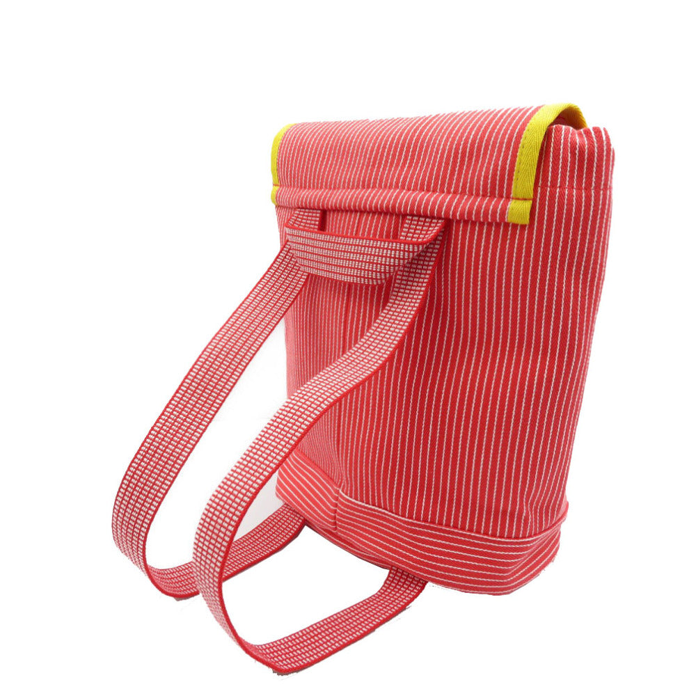 HERMES Backpack cotton Red Kids hose stripe caval color Kids(Unisex)  d