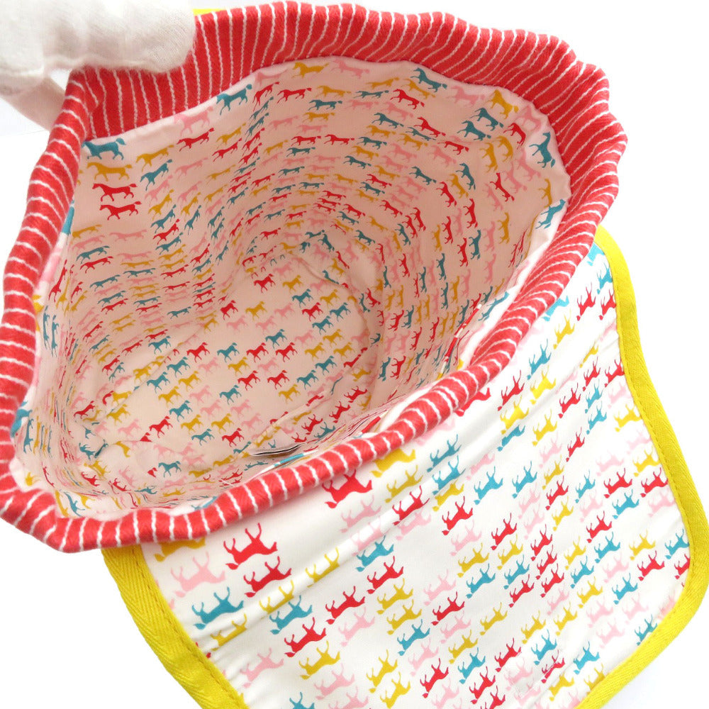 HERMES Backpack cotton Red Kids hose stripe caval color Kids(Unisex)  d