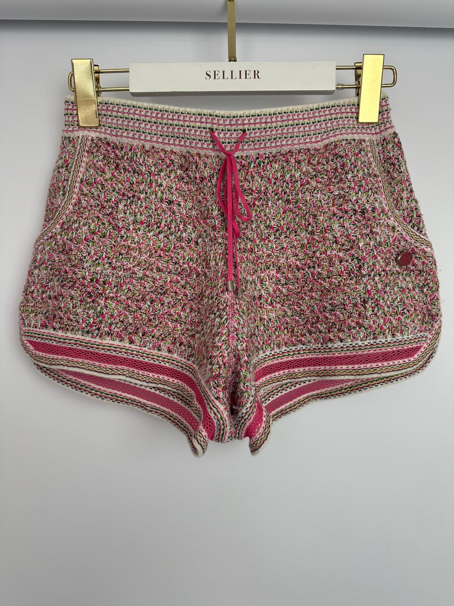 Chanel Pink Crochet Knitted Shorts with Pocket Detail Size FR 34 (UK 6)