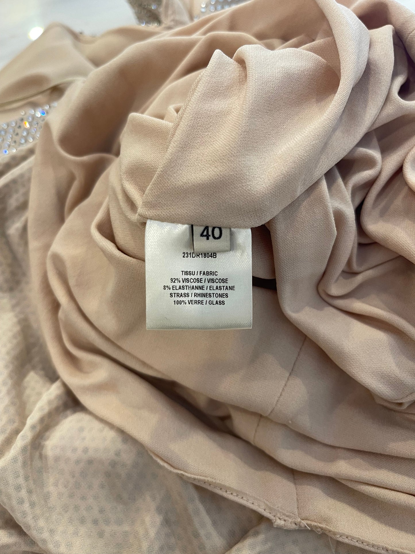 Alexandre Vauthier Beige Asymmetric Crystal Embellished Gown Dress Size FR 40 (UK 12) RRP £5,700