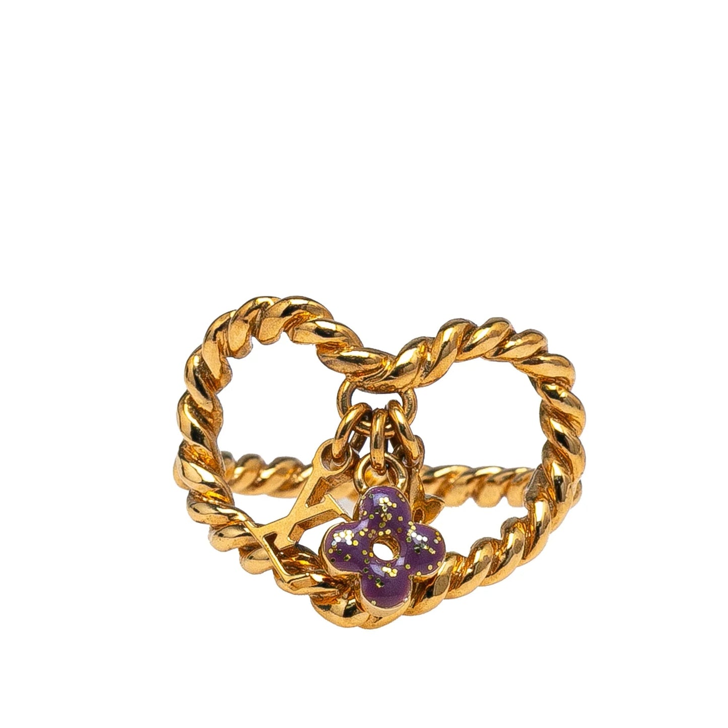Gold Louis Vuitton Gold Plated Monogram Sweet Heart Ring