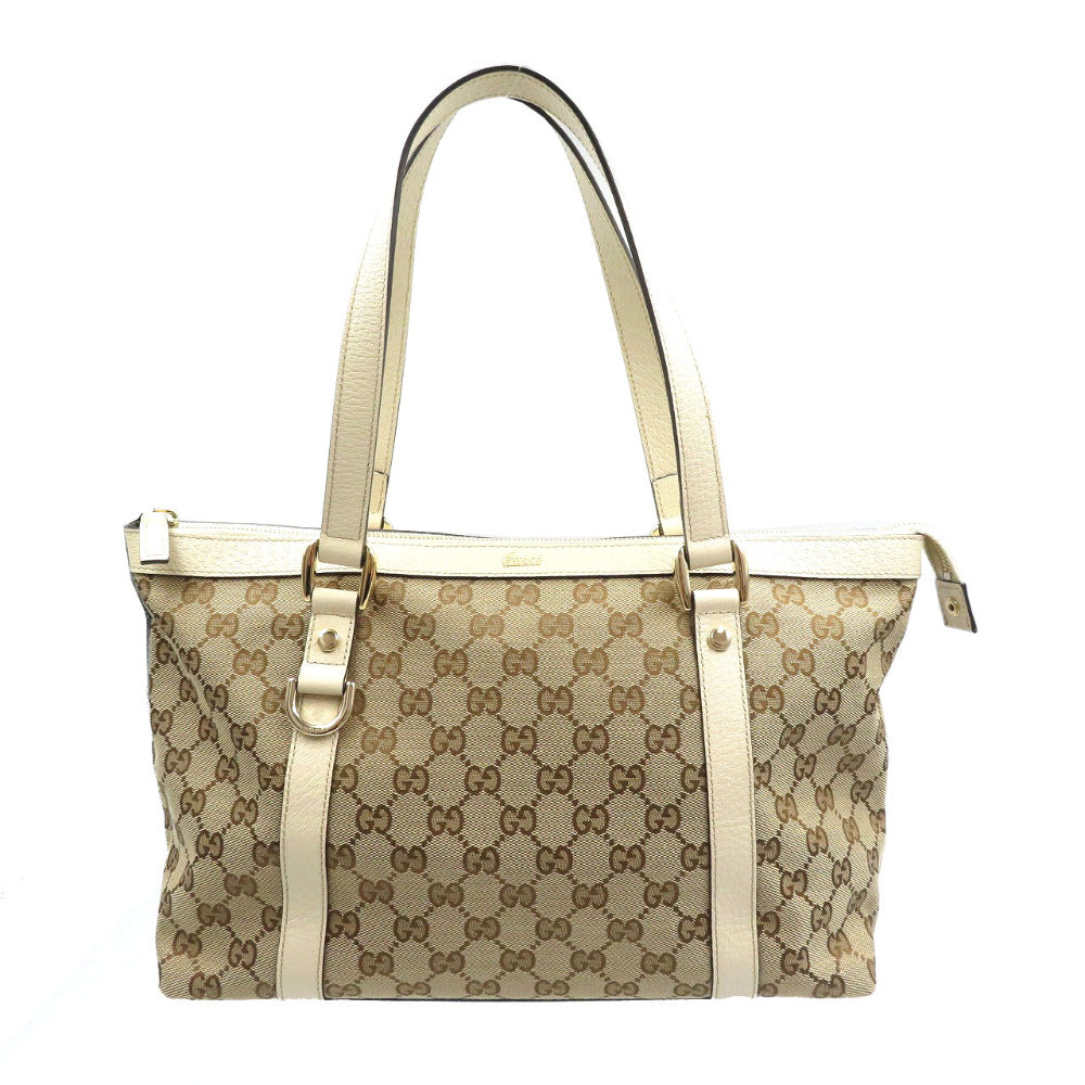 GUCCI Tote Bag 141470 GG canvas, leather beige Abbey line Women