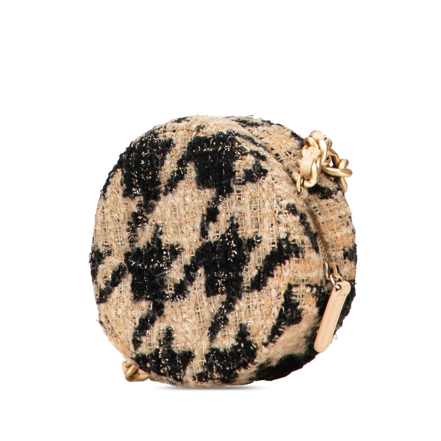 Brown Chanel Tweed 19 Round Clutch with Chain and Coin Purse Crossbody Bag