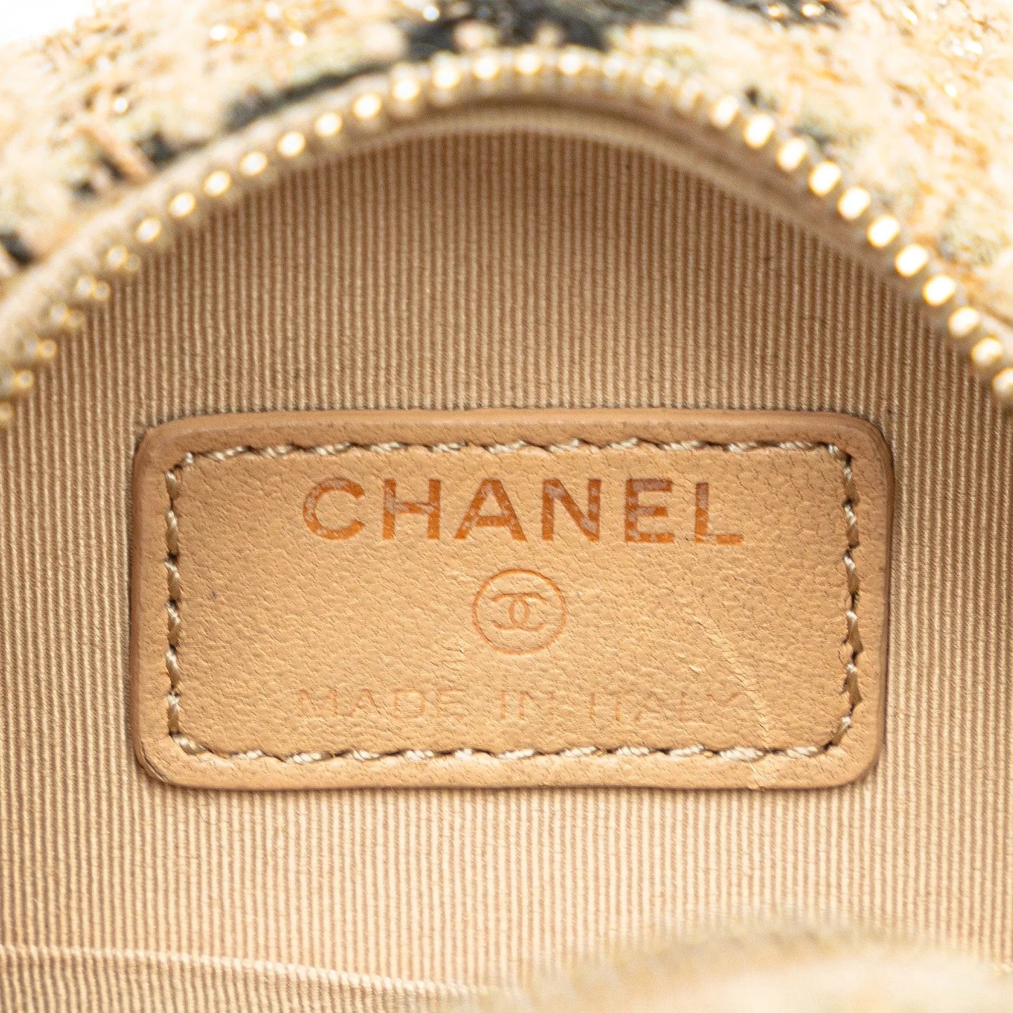 Brown Chanel Tweed 19 Round Clutch with Chain and Coin Purse Crossbody Bag