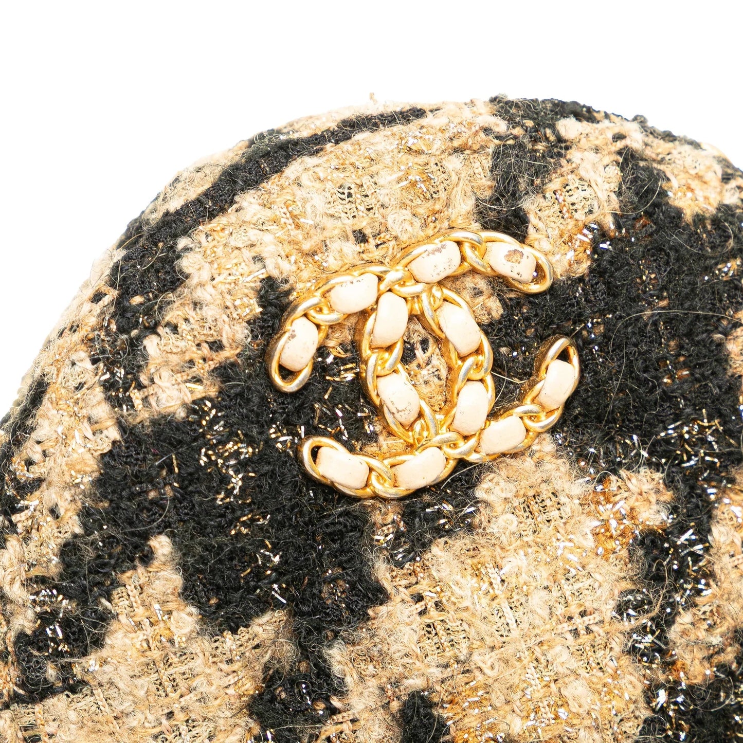 Brown Chanel Tweed 19 Round Clutch with Chain and Coin Purse Crossbody Bag