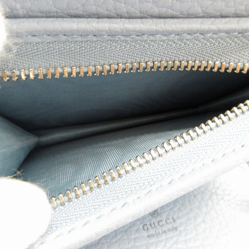 GUCCI Bifold Wallet 701074 leather light blue Compact wallet Double G Women