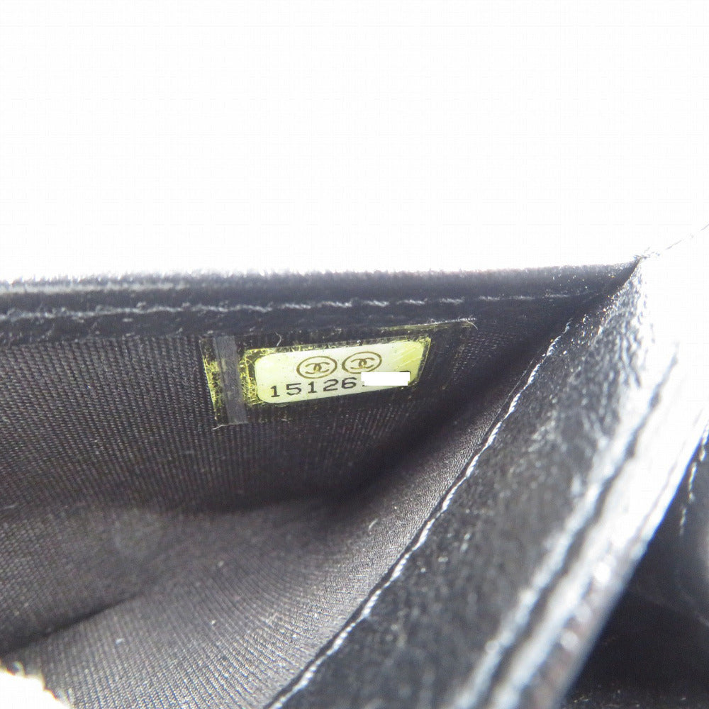 CHANEL Card Case leather black Camelia Women