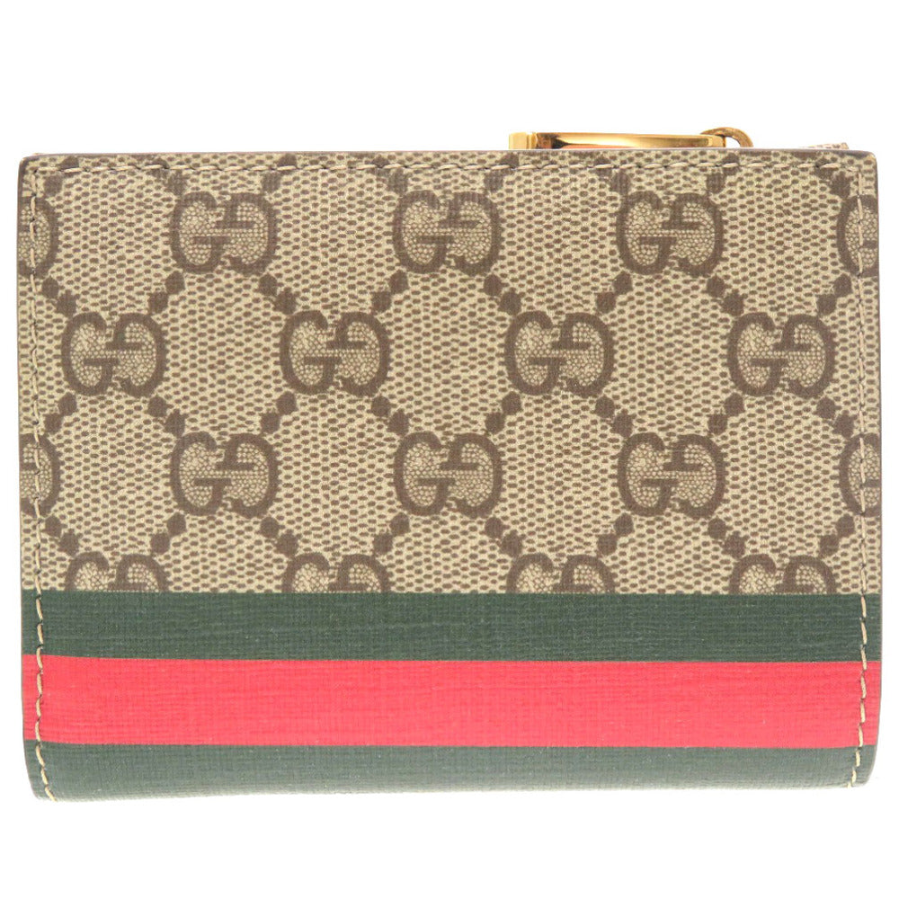 GUCCI Bifold Wallet 736758 GG Supreme, Leather beige Compact Wallet Animal Print Women