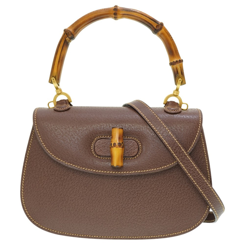 GUCCI Handbag leather Brown Bamboo Women