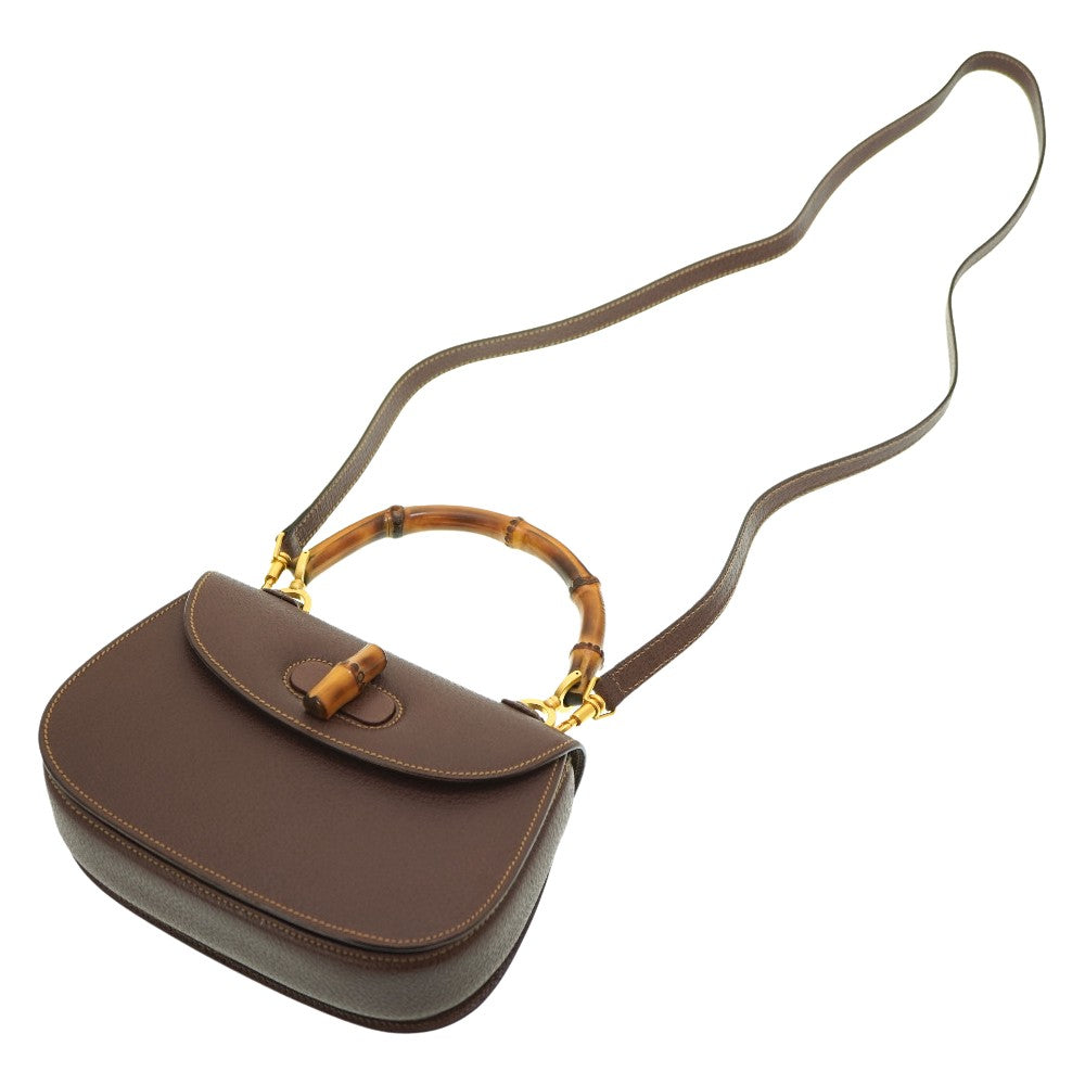 GUCCI Handbag leather Brown Bamboo Women