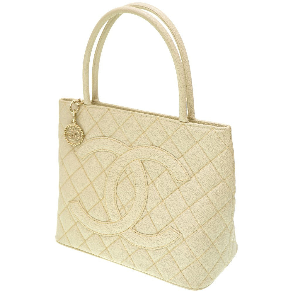 CHANEL Tote Bag Caviar skin Ivory Grey   Tote Women