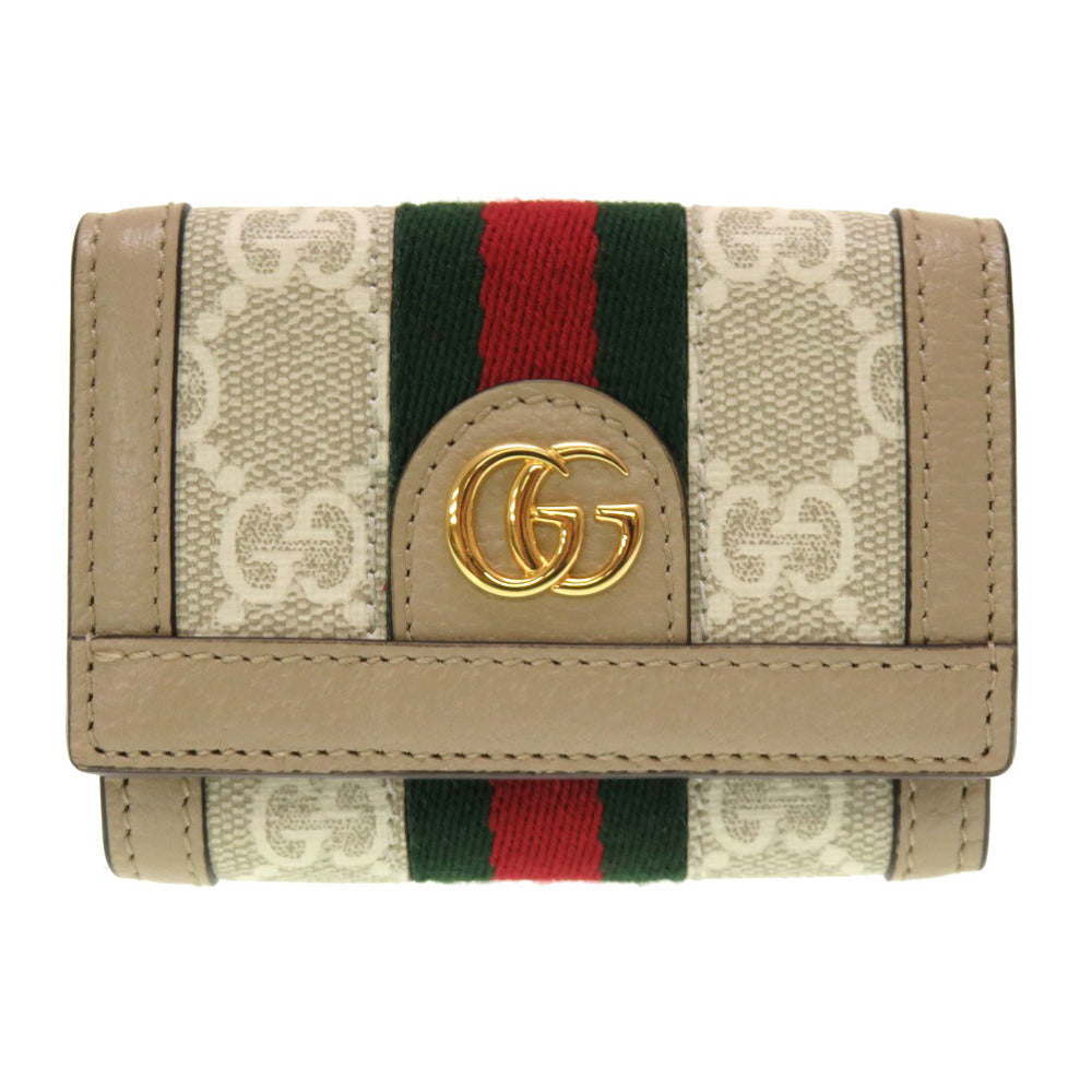 GUCCI Tri-fold wallet 735099 GG canvas beige Ofidia Women