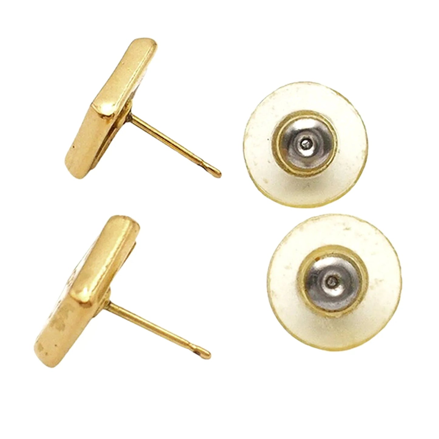 Gold Chanel Gold Plated Logo Bullet Back Earrings