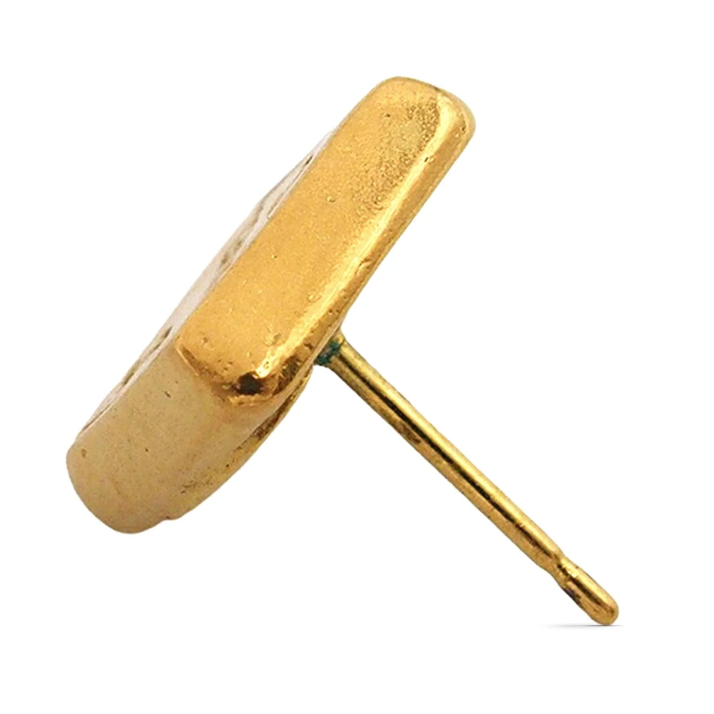 Gold Chanel Gold Plated Logo Bullet Back Earrings