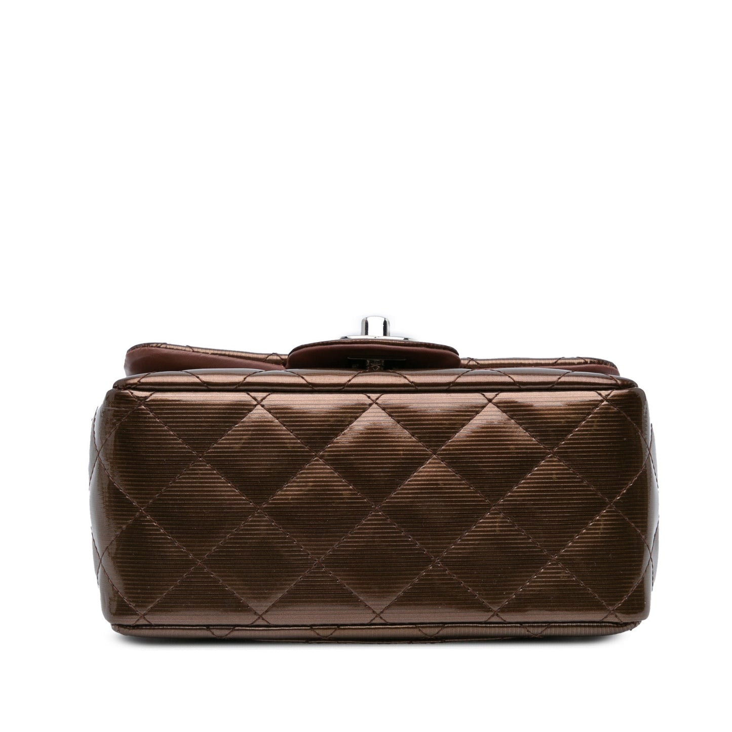 Brown Chanel Mini Square Classic Patent Single Flap Shoulder Bag