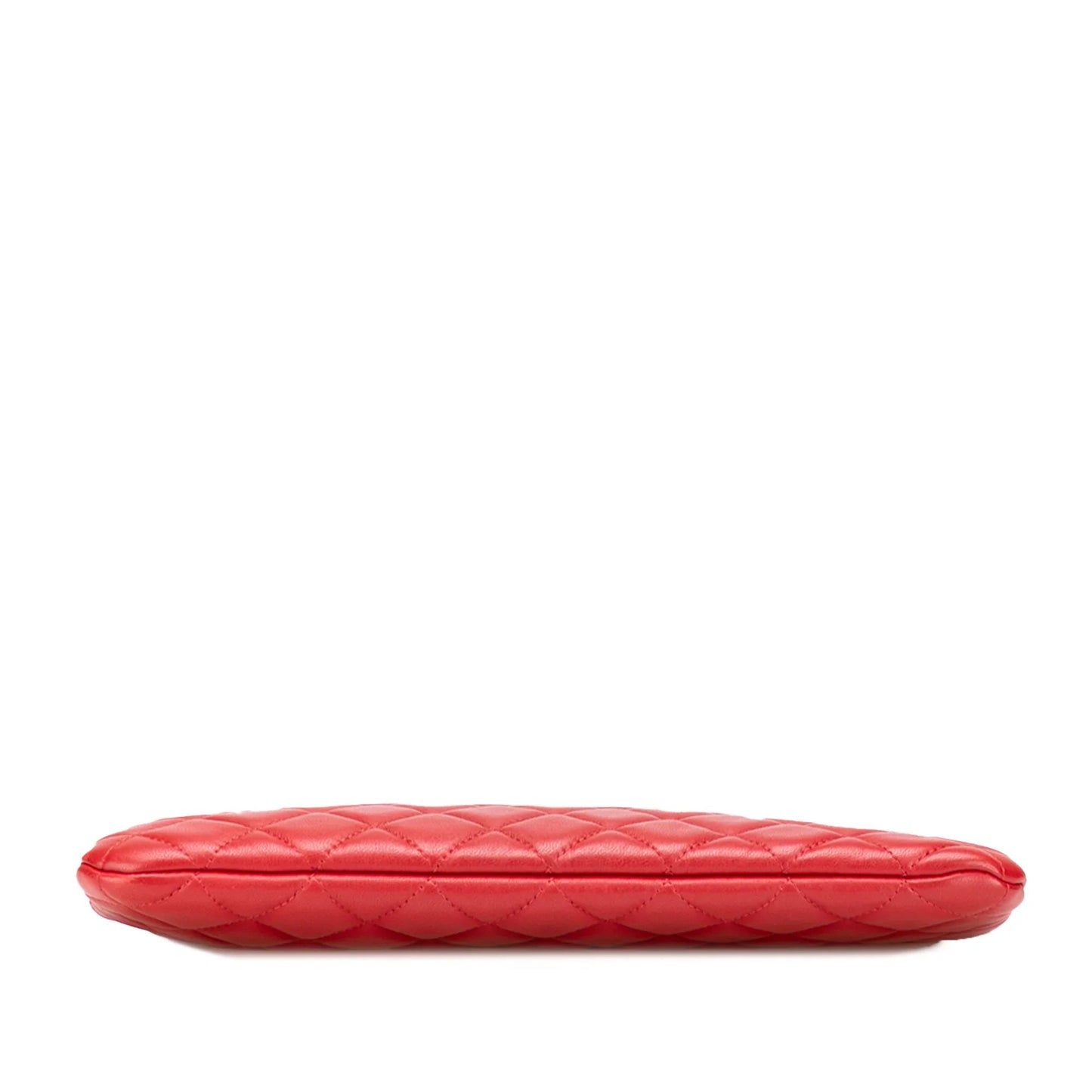 Red Chanel Medium Quilted Lambskin O Case Clutch