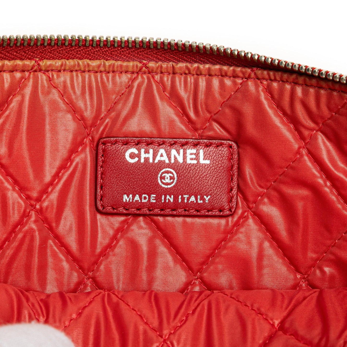 Red Chanel Medium Quilted Lambskin O Case Clutch