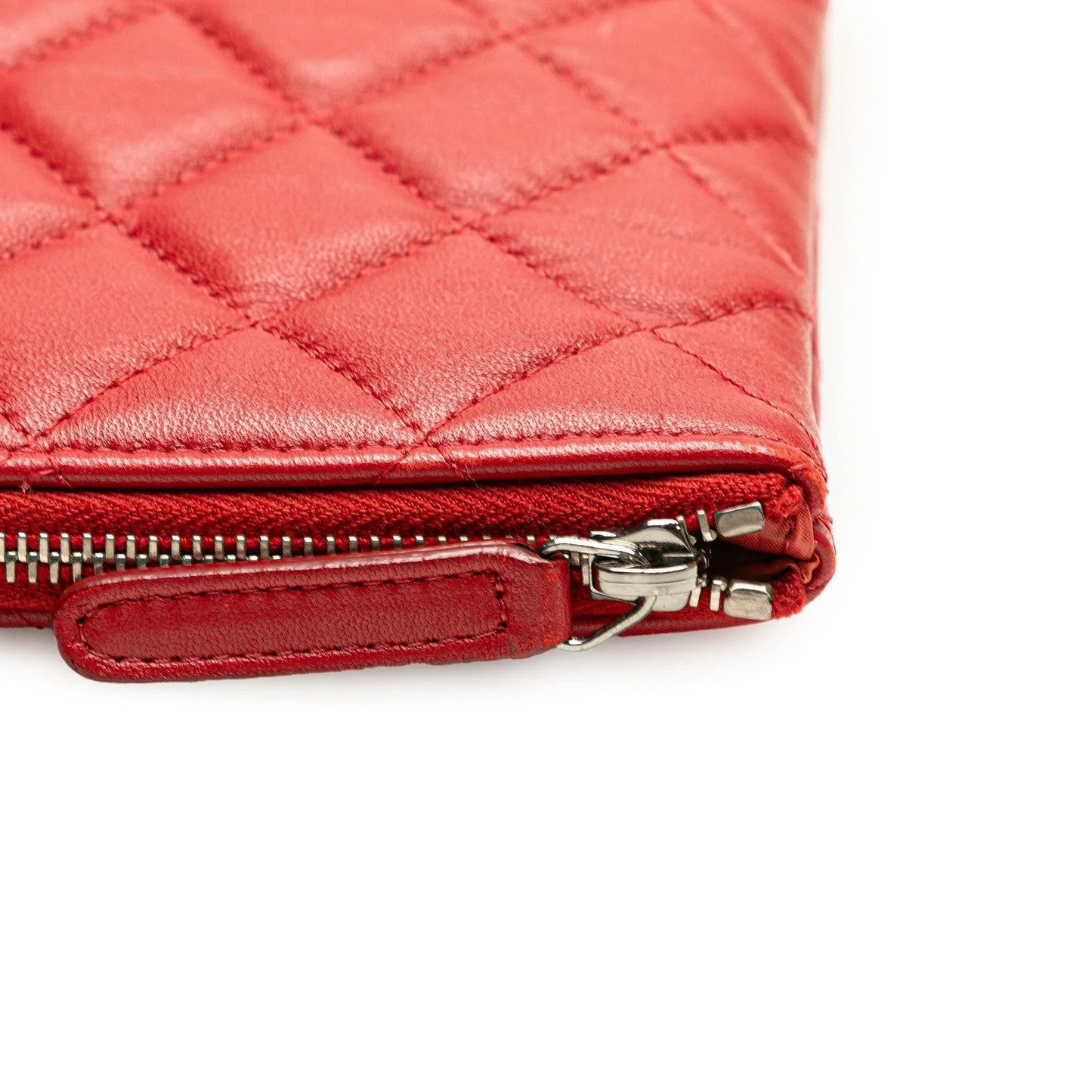 Red Chanel Medium Quilted Lambskin O Case Clutch