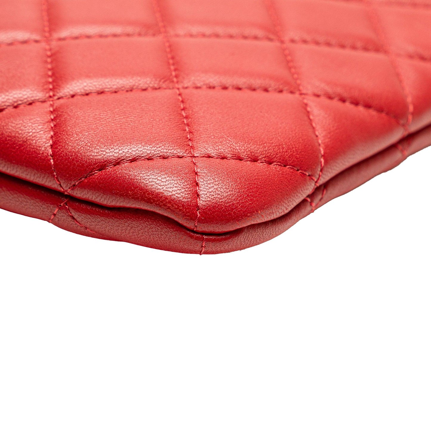 Red Chanel Medium Quilted Lambskin O Case Clutch