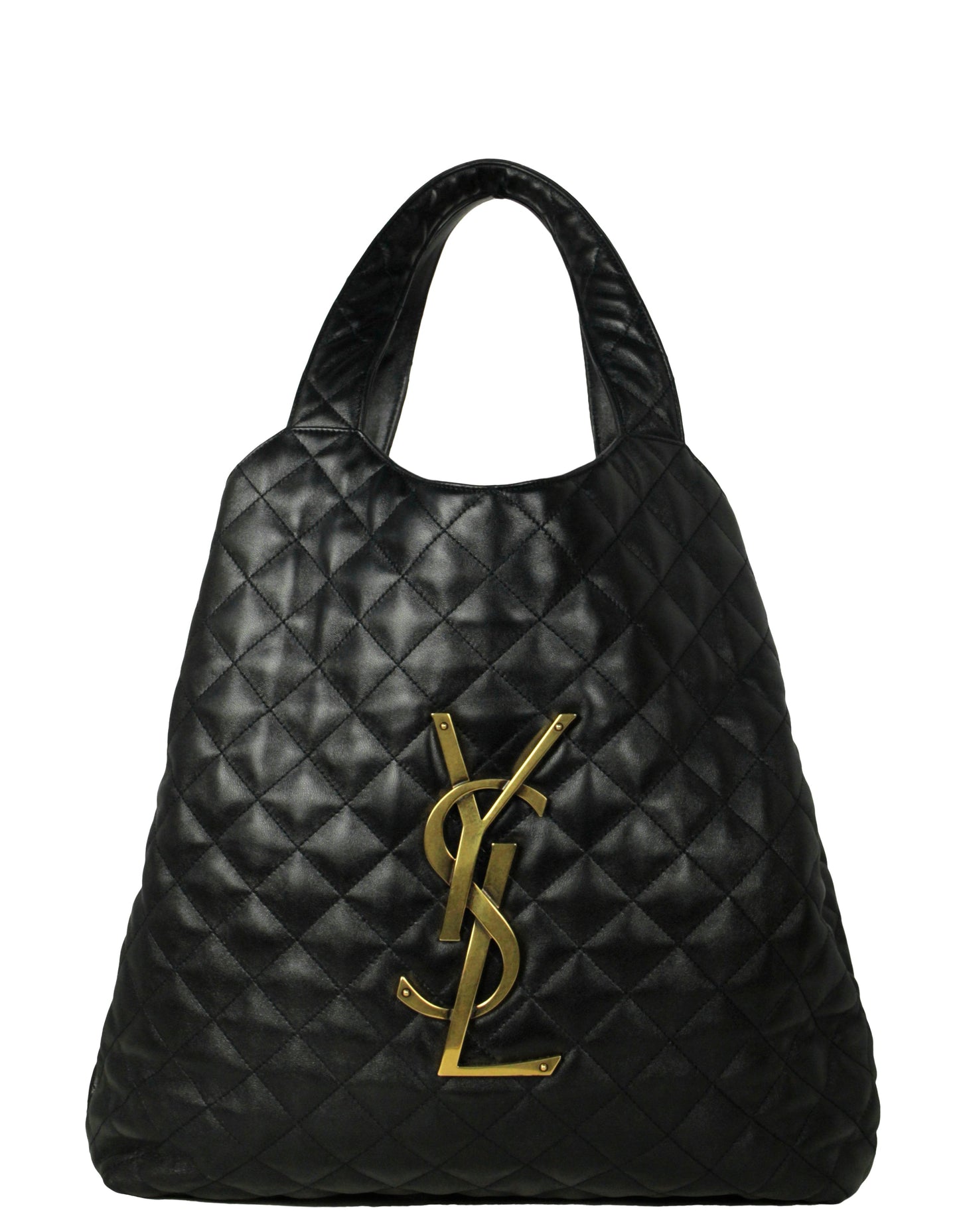 Saint Laurent NEW Black Quilted Leather Icare Maxi Shopping Tote Bag
