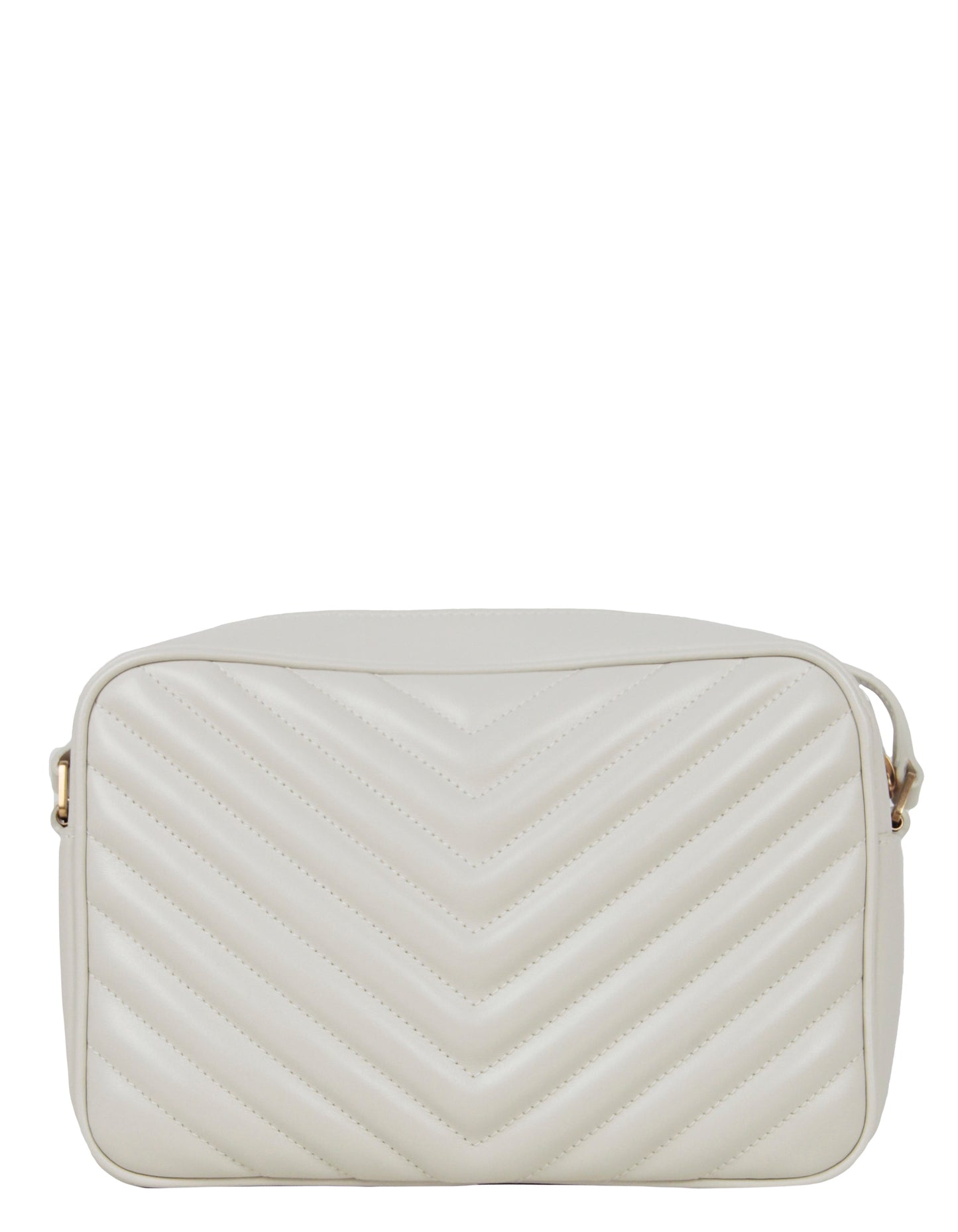 Saint Laurent Ivory Calfskin Matelasse Monogram Lou Camera Bag