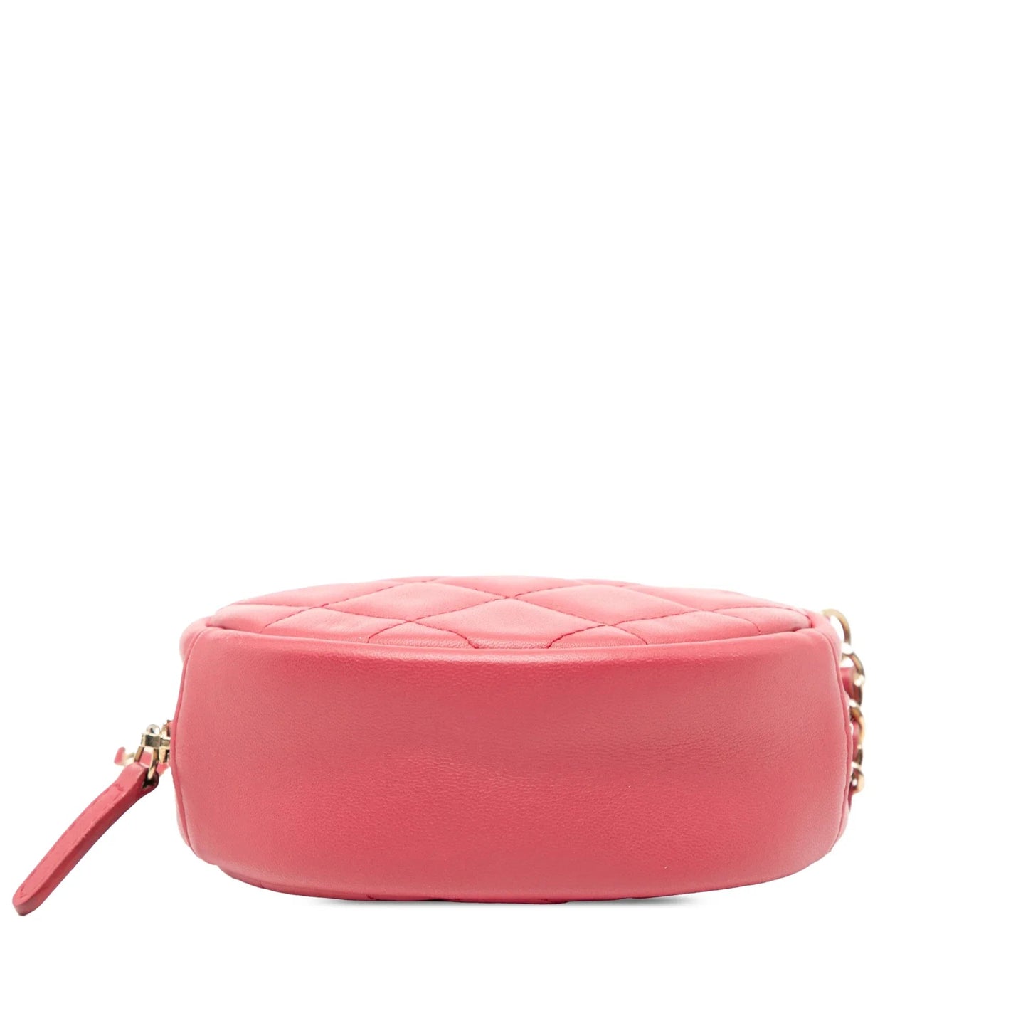Pink Chanel CC Quilted Lambskin Round Clutch With Chain Crossbody Bag