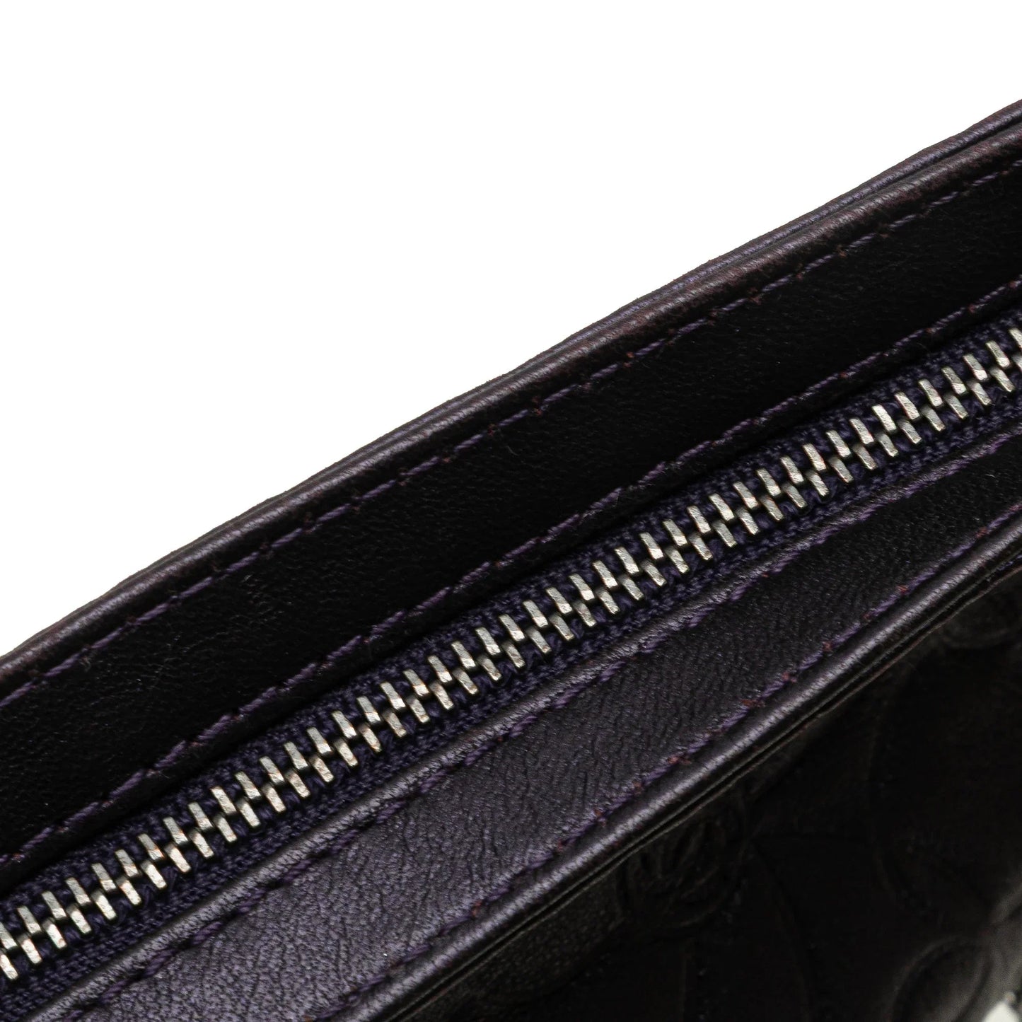 Purple Chanel Embossed Lambskin Camellia Chain Pochette Handbag