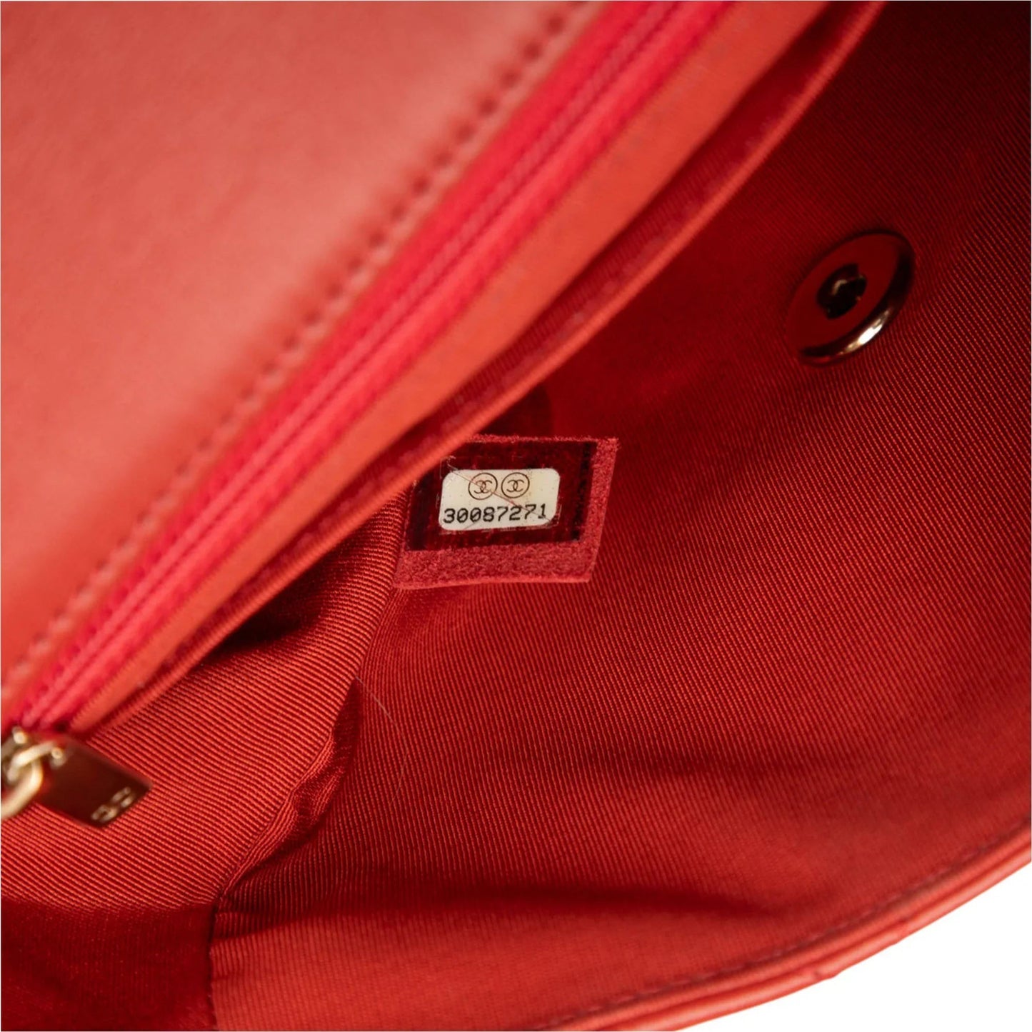 Red Chanel CC Quilted Calfskin Ruffle Strap Flap Crossbody Bag