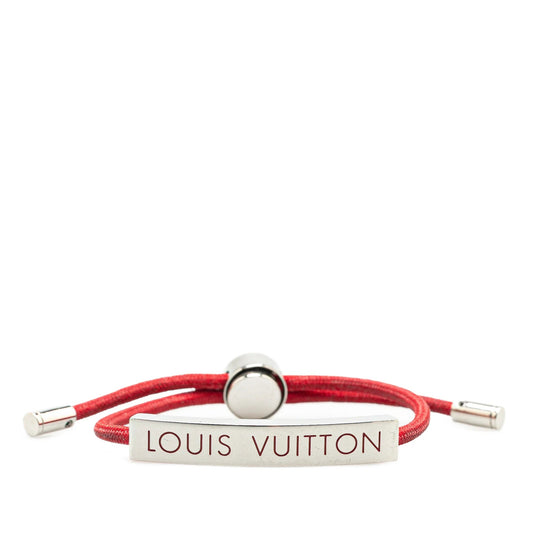 Red Louis Vuitton Stainless Steel and Nylon LV Space Bracelet
