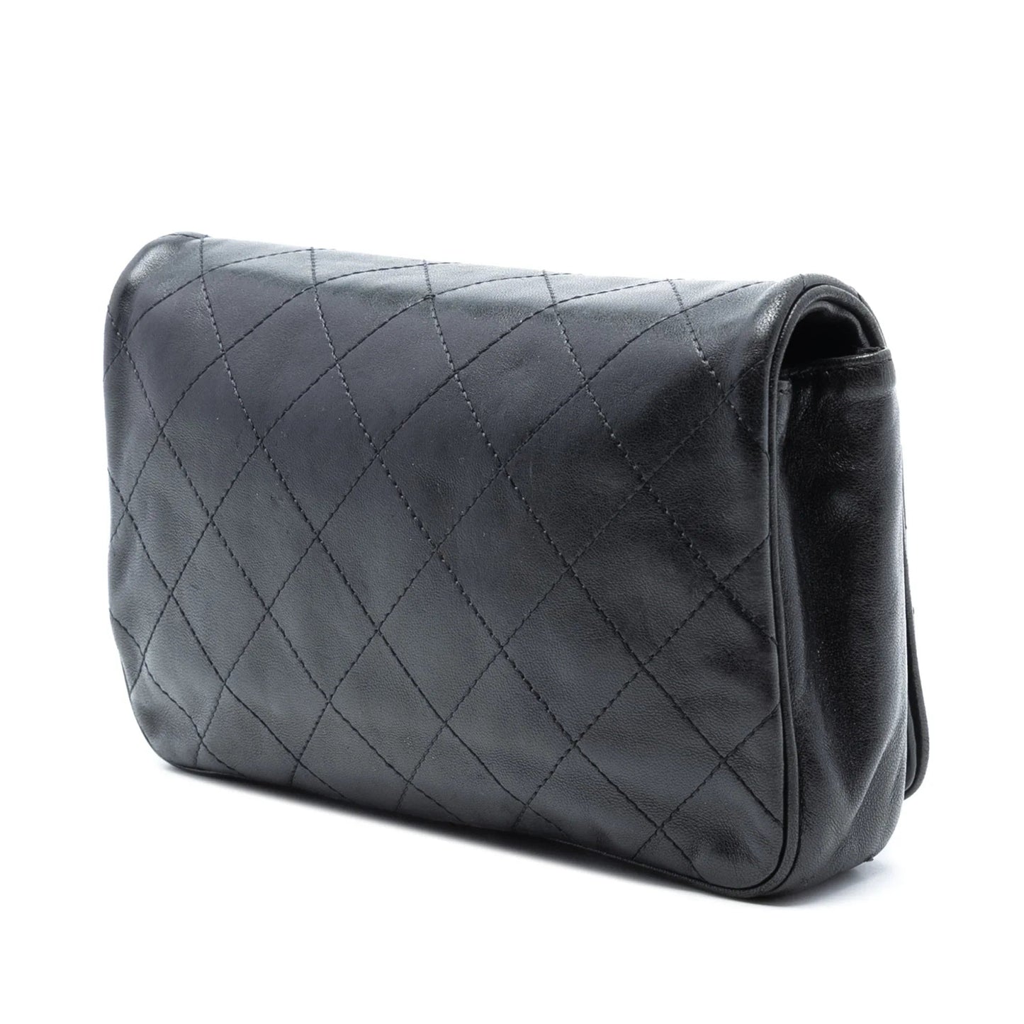 Black Chanel CC Quilted Lambskin Full Flap Wallet on Chain Crossbody Bag