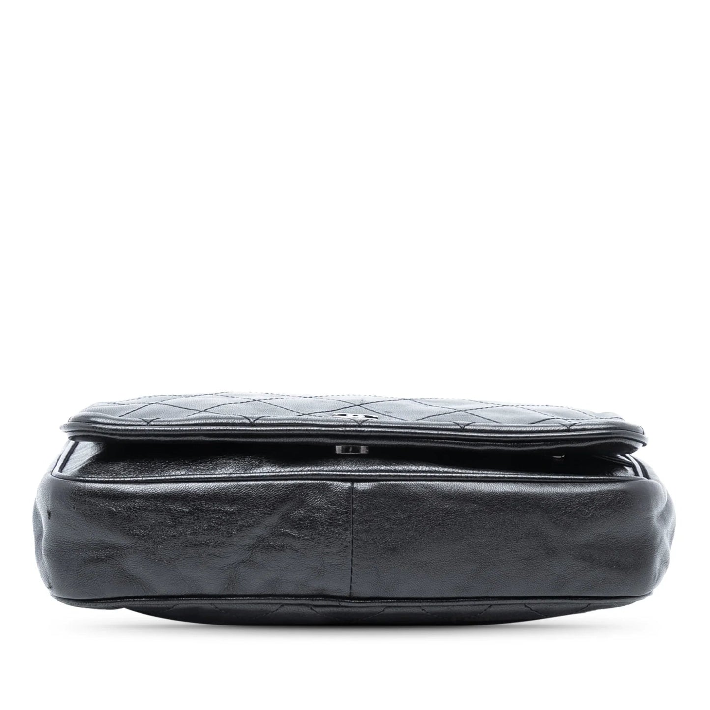 Black Chanel CC Quilted Lambskin Full Flap Wallet on Chain Crossbody Bag
