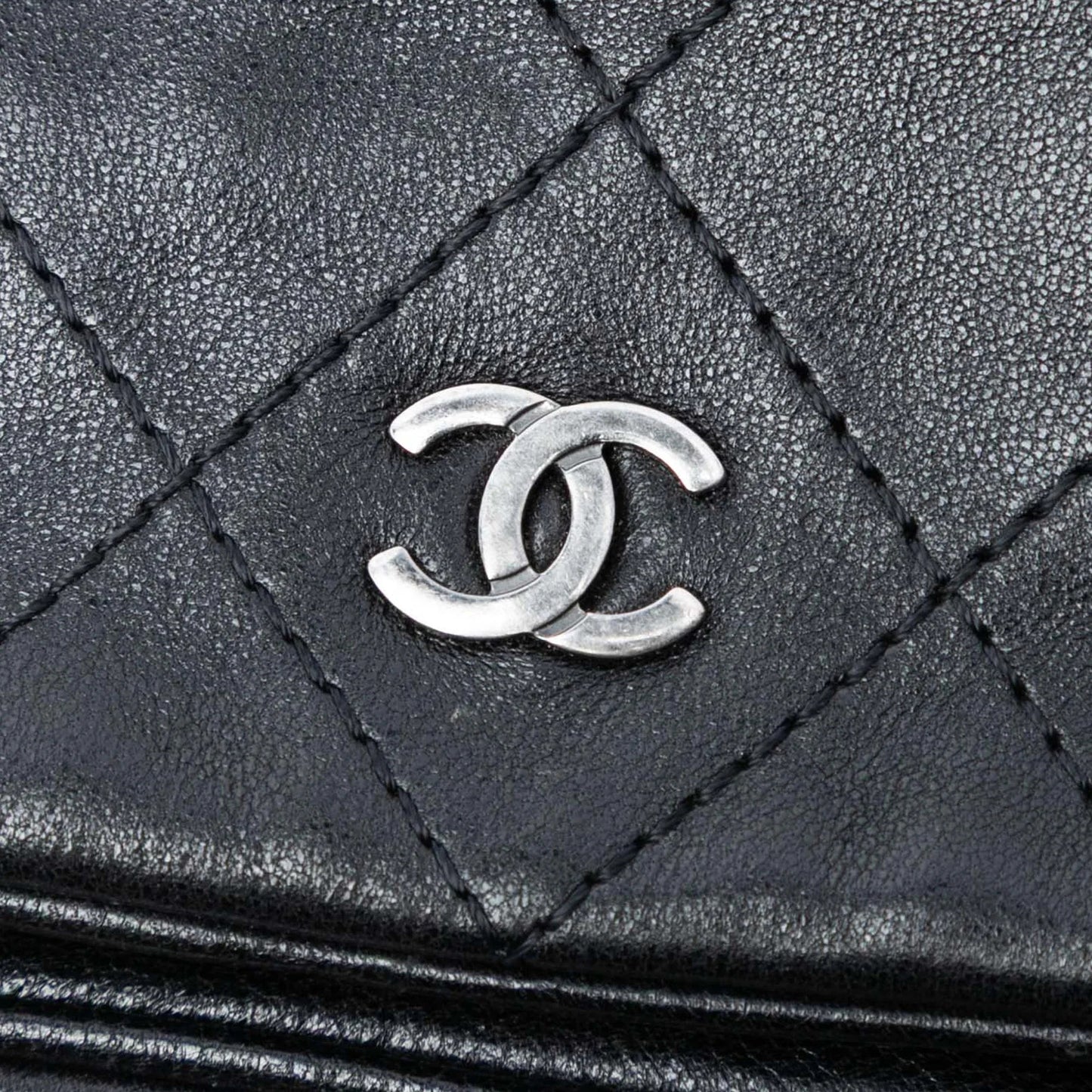 Black Chanel CC Quilted Lambskin Full Flap Wallet on Chain Crossbody Bag