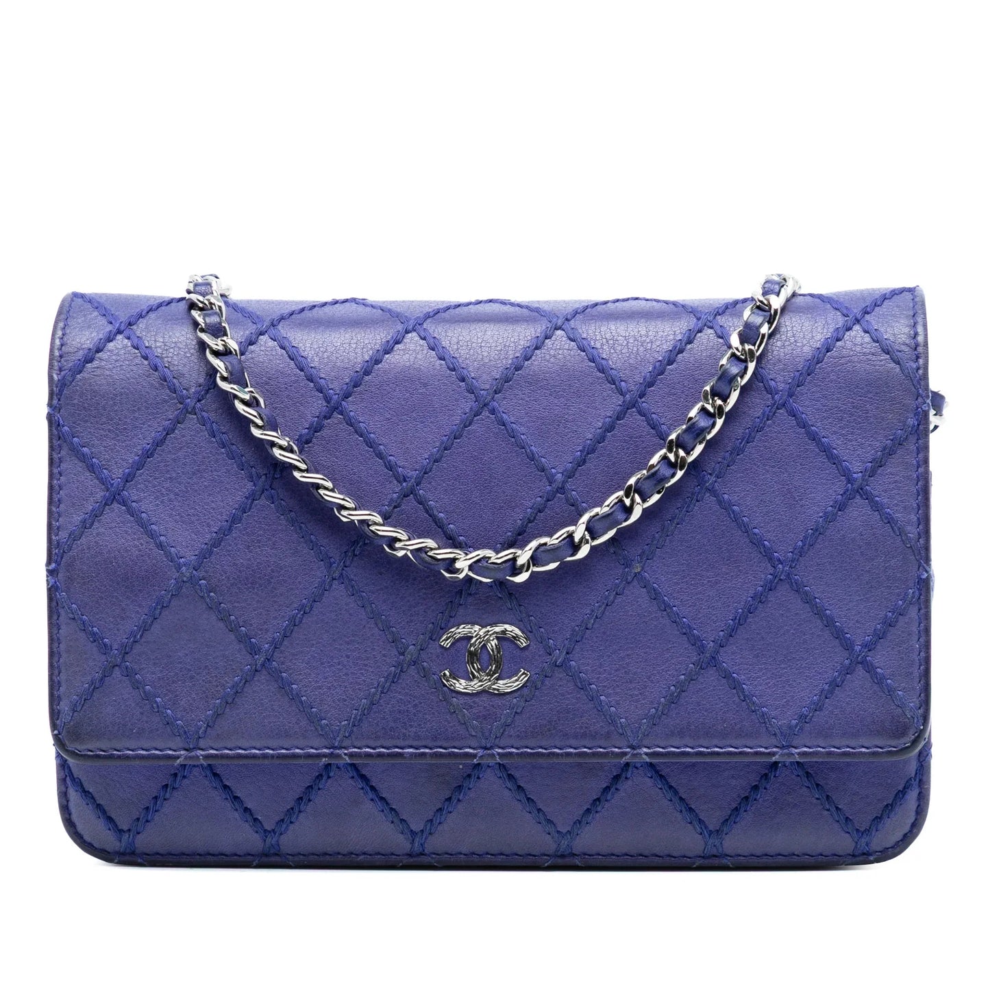 Blue Chanel CC Quilted Calfskin Fancy Wallet On Chain Crossbody Bag